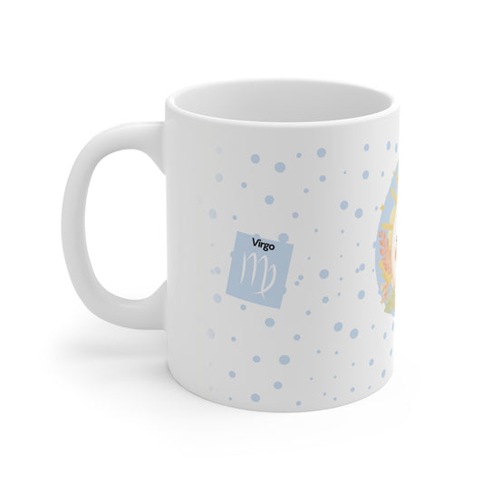 Virgo Zodiac Mug – Daily Horoscope QR Cup (Soft Blue)