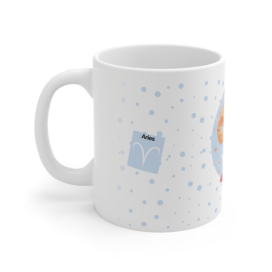 Aries Zodiac Mug – Daily Horoscope QR Cup (Soft Blue)