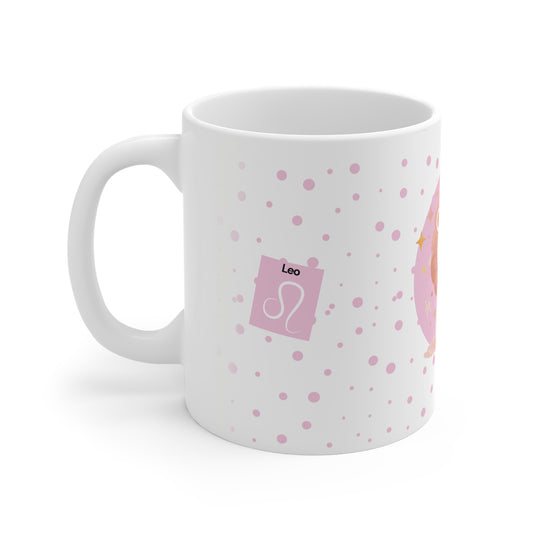 Leo Zodiac Mug – Daily Horoscope QR Cup (Soft Pink)