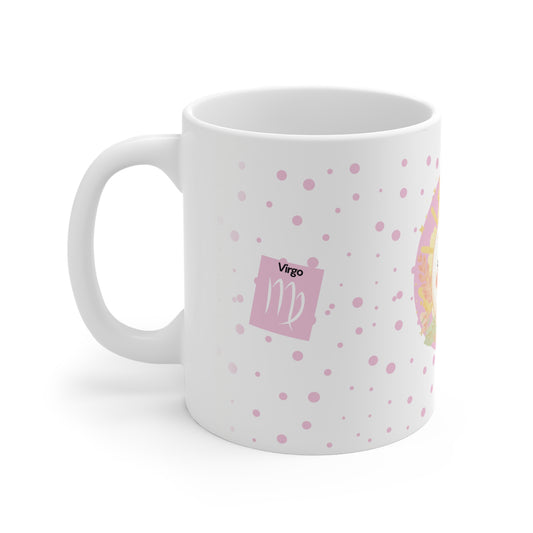 Virgo Zodiac Mug – Daily Horoscope QR Cup (Soft Pink)
