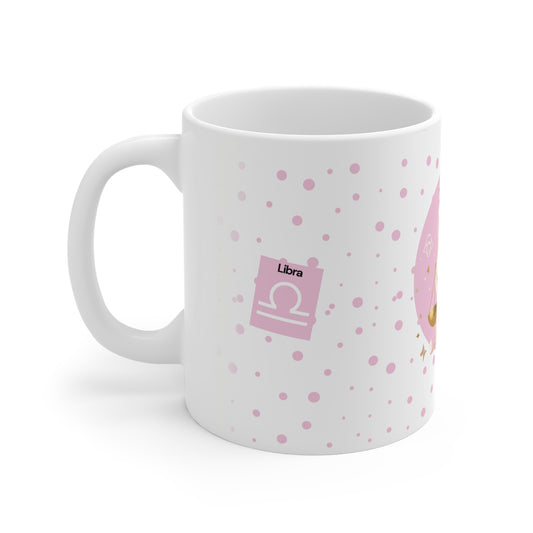 Libra Zodiac Mug – Daily Horoscope QR Cup (Soft Pink)