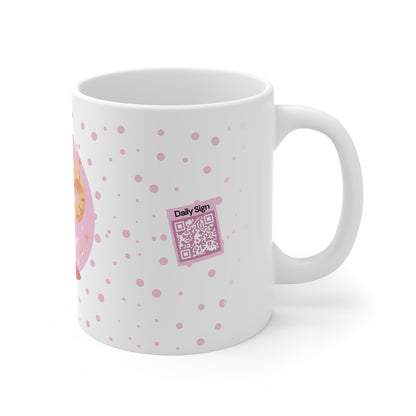 Aries Zodiac Mug – Daily Horoscope QR Cup (Soft Pink)