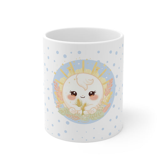 Virgo Zodiac Mug – Daily Horoscope QR Cup (Soft Blue)