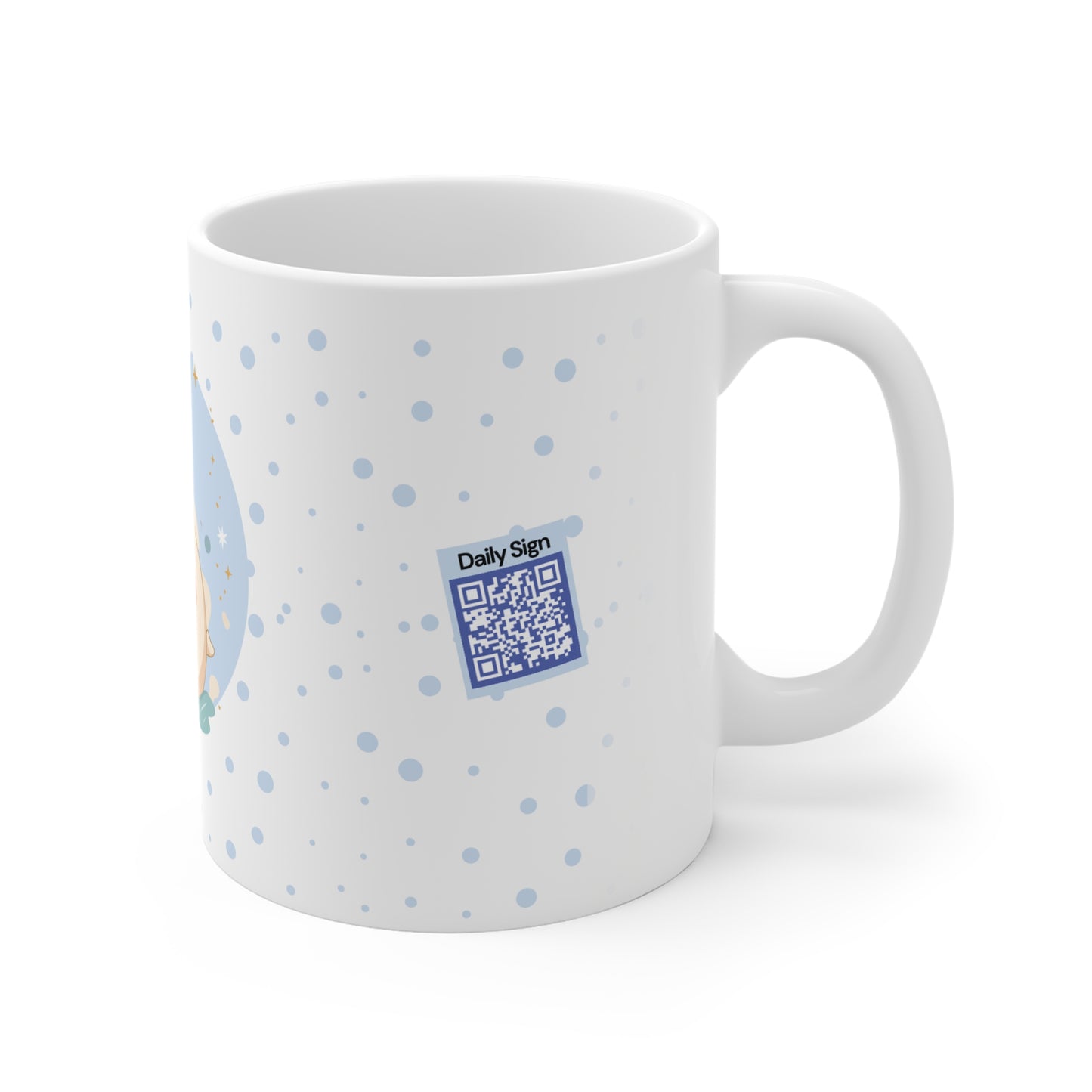 Aquarius Zodiac Mug – Daily Horoscope QR Cup (Soft Blue)