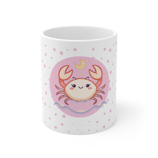 Cancer Zodiac Mug – Daily Horoscope QR Cup (Soft Pink)