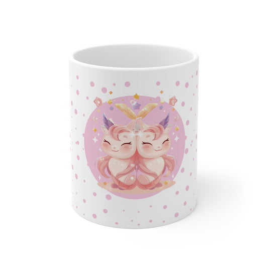 Gemini Zodiac Mug – Daily Horoscope QR Cup (Soft Pink)