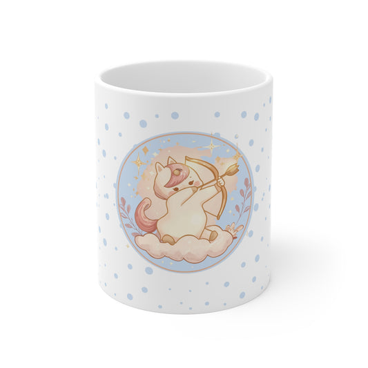Sagittarius Zodiac Mug – Daily Horoscope QR Cup (Soft Blue)
