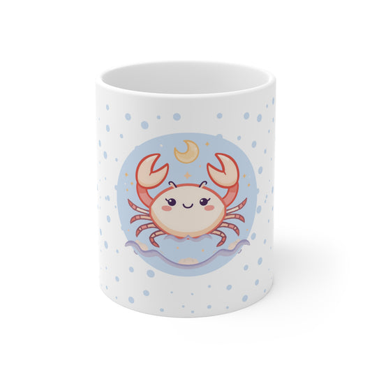 Cancer Zodiac Mug – Daily Horoscope QR Cup (Soft Blue)