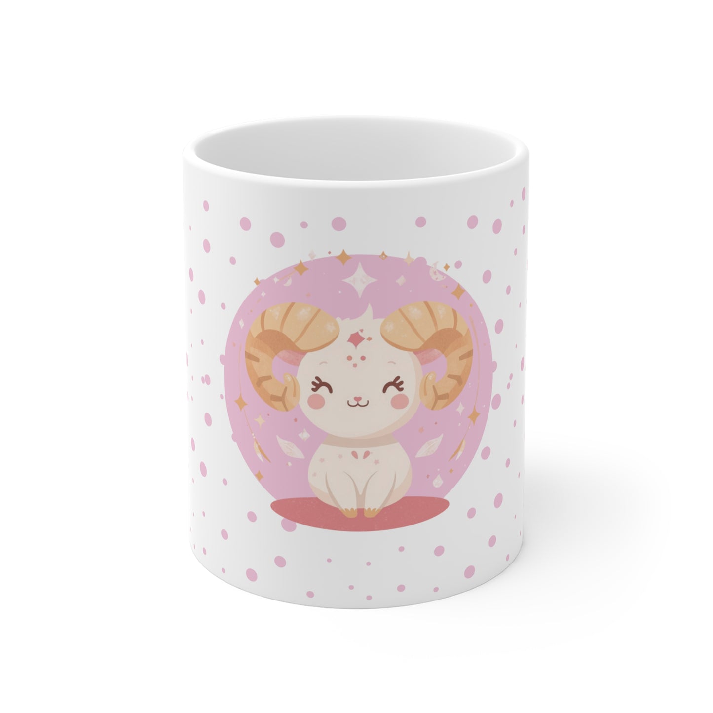 Aries Zodiac Mug – Daily Horoscope QR Cup (Soft Pink)