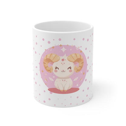 Aries Zodiac Mug – Daily Horoscope QR Cup (Soft Pink)