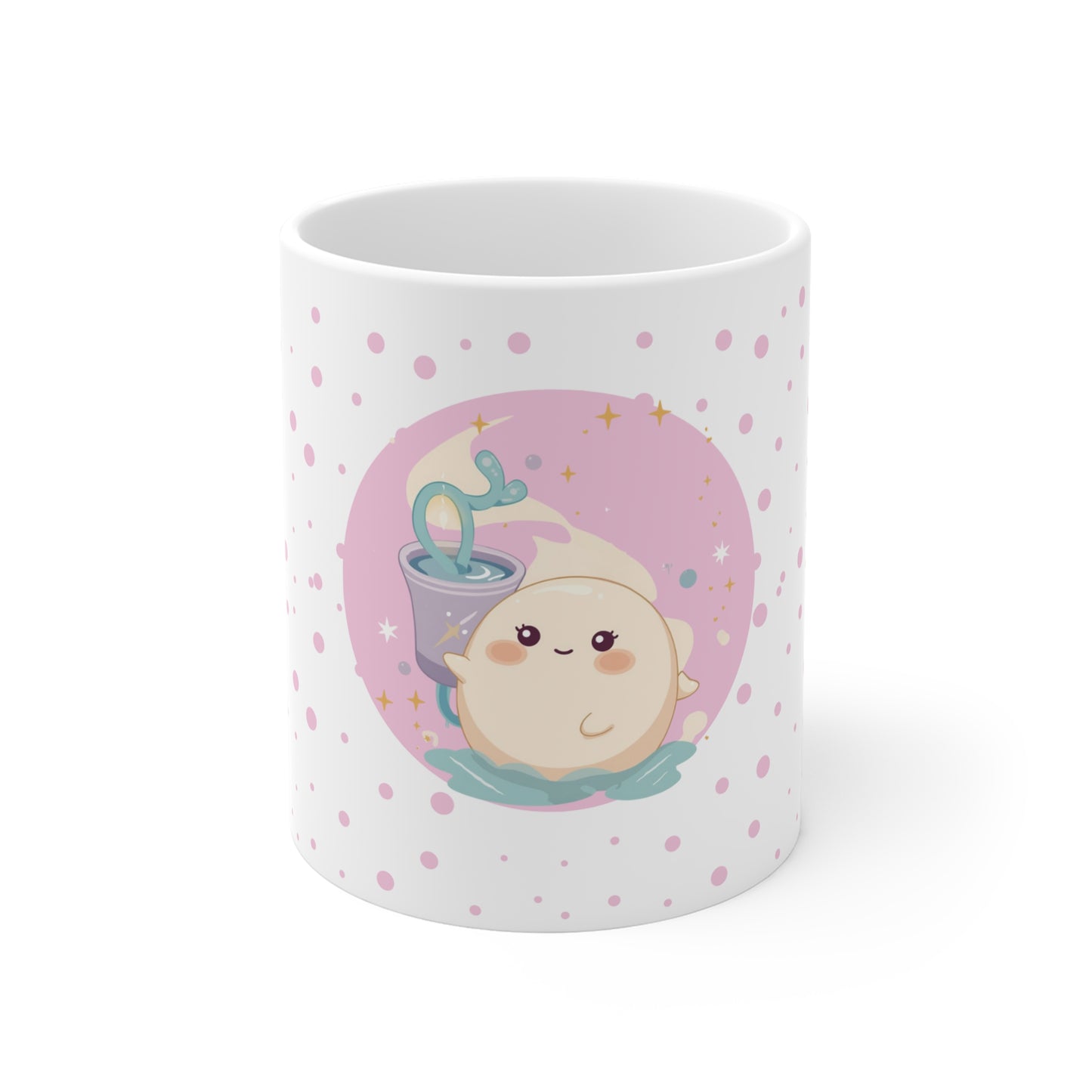 Aquarius Zodiac Mug – Daily Horoscope QR Cup (Soft Pink)