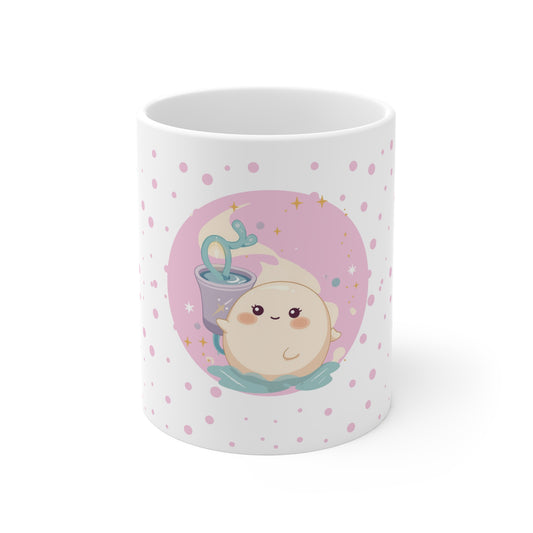 Aquarius Zodiac Mug – Daily Horoscope QR Cup (Soft Pink)