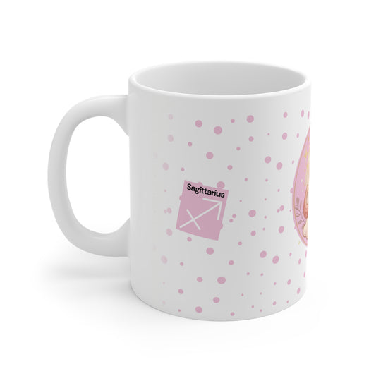 Sagittarius Zodiac Mug – Daily Horoscope QR Cup (Soft Pink)
