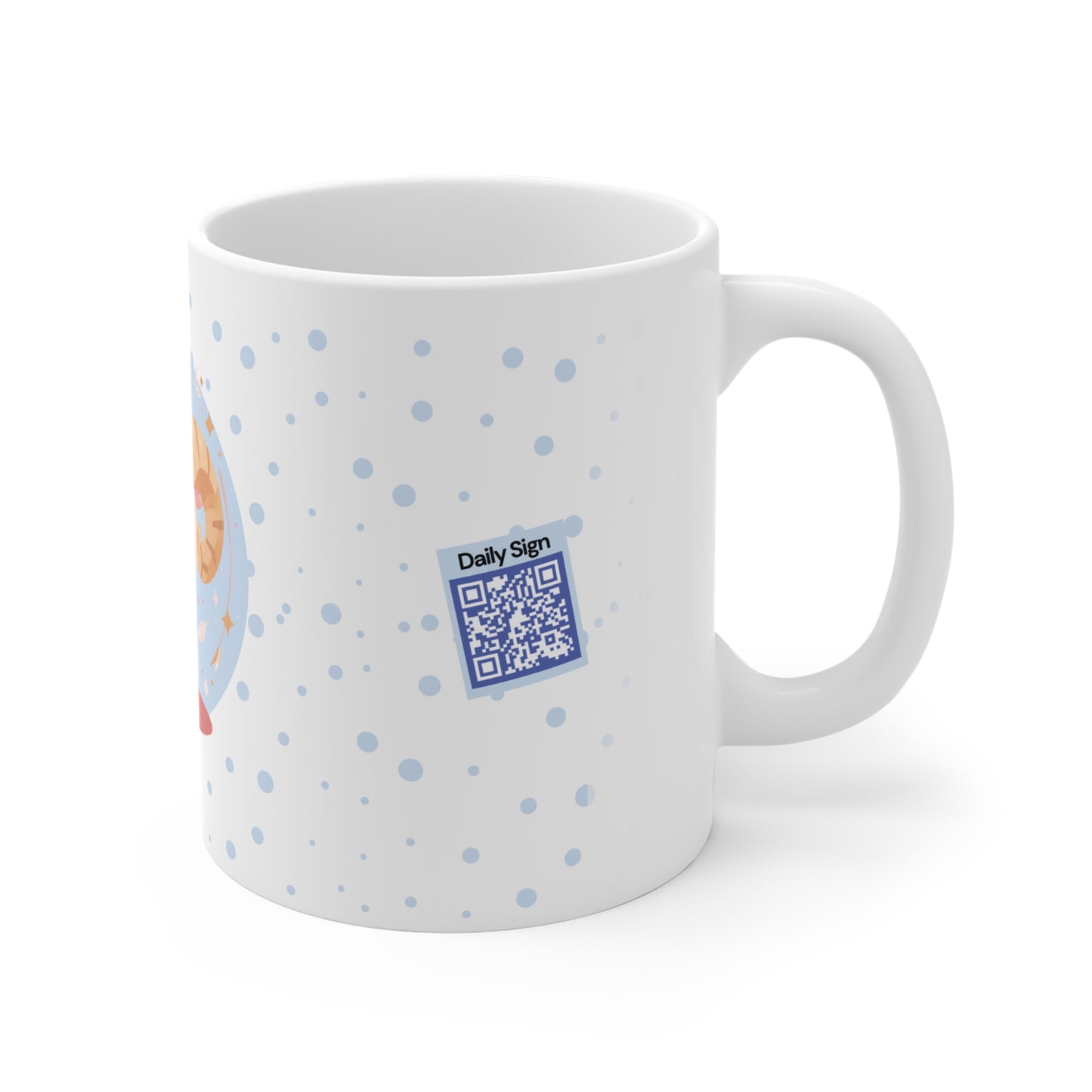 Aries Zodiac Mug – Daily Horoscope QR Cup (Soft Blue)
