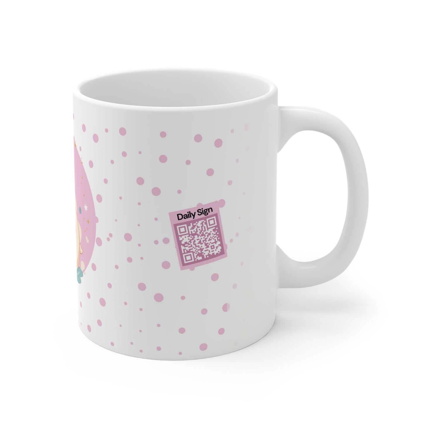 Aquarius Zodiac Mug – Daily Horoscope QR Cup (Soft Pink)