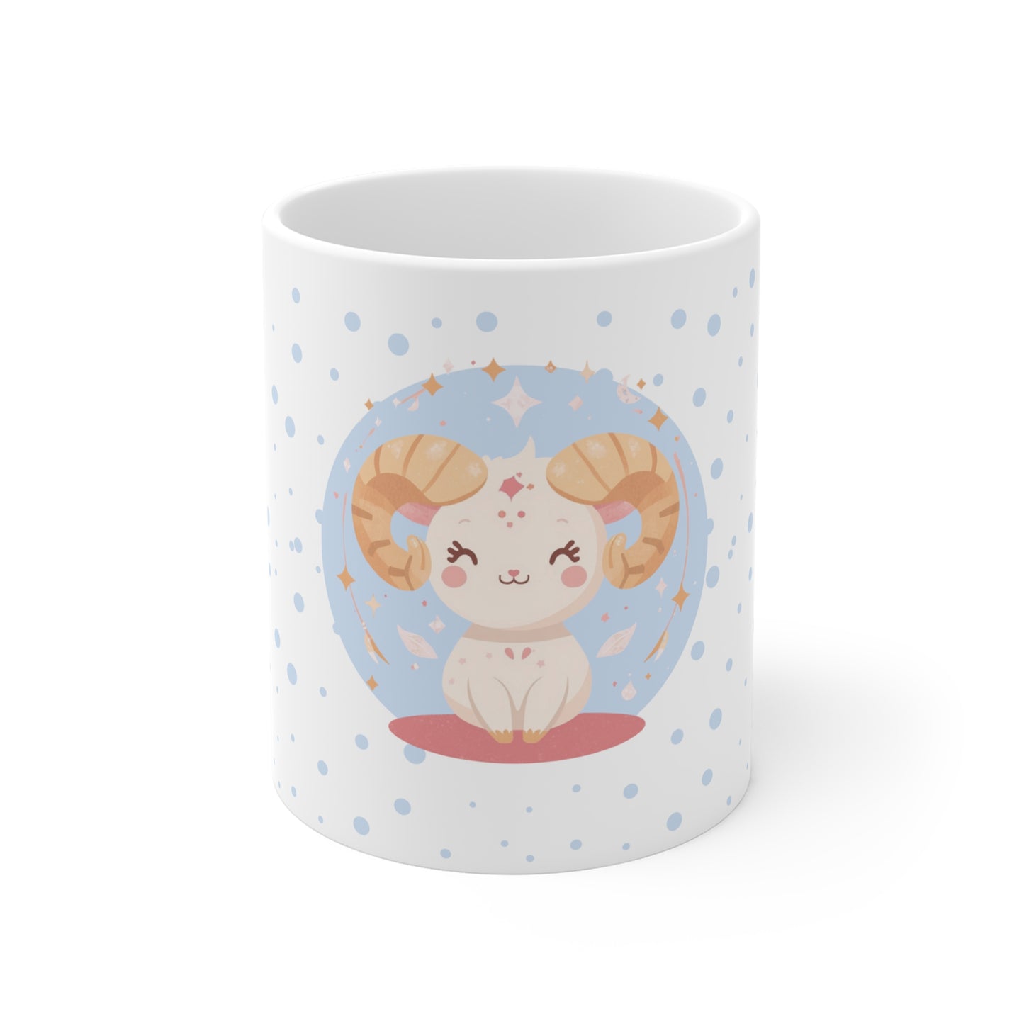 Aries Zodiac Mug – Daily Horoscope QR Cup (Soft Blue)