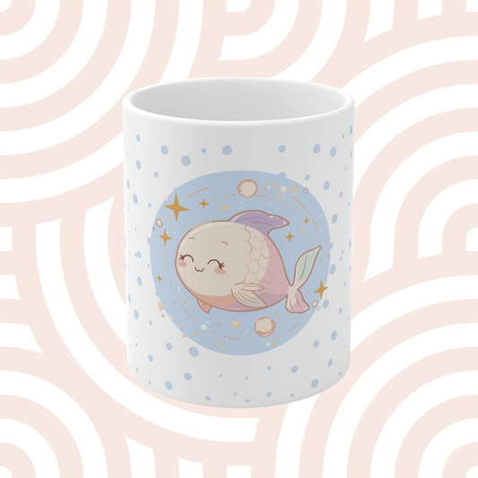 Pisces Zodiac Mug – Daily Horoscope QR Cup (Soft Blue)