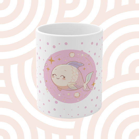 Pisces Zodiac Mug – Daily Horoscope QR Cup (Soft Pink)