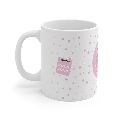 Aquarius Zodiac Mug – Daily Horoscope QR Cup (Soft Pink)