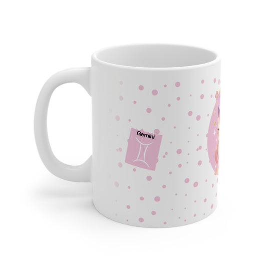 Gemini Zodiac Mug – Daily Horoscope QR Cup (Soft Pink)