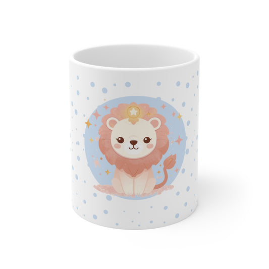 Leo Zodiac Mug – Daily Horoscope QR Cup (Soft Blue)