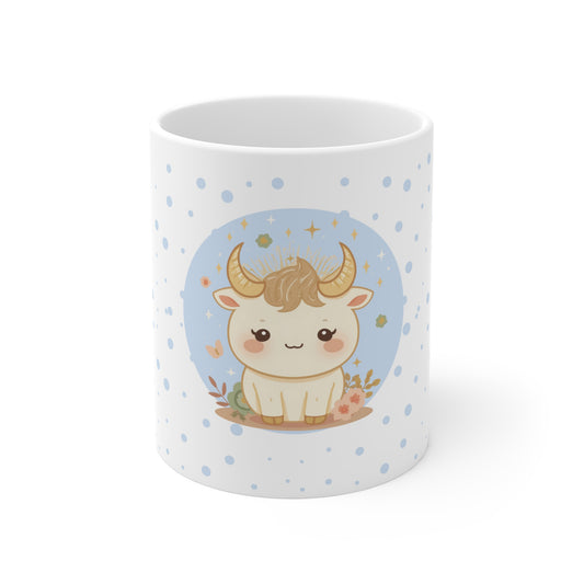 Taurus Zodiac Mug – Daily Horoscope QR Cup (Soft Blue)