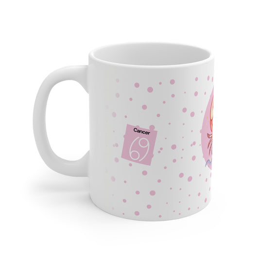 Cancer Zodiac Mug – Daily Horoscope QR Cup (Soft Pink)
