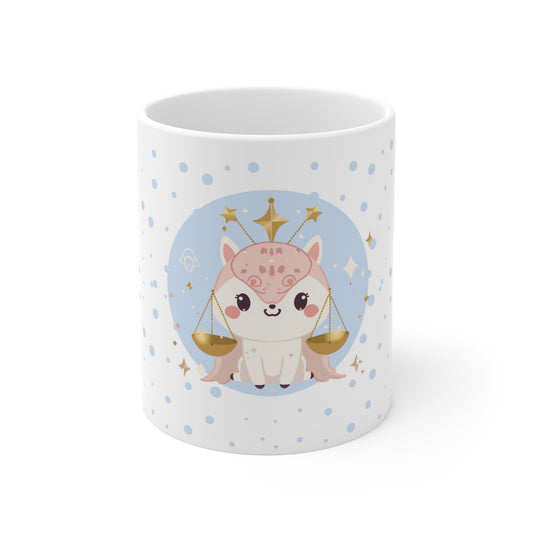 Libra Zodiac Mug – Daily Horoscope QR Cup (Soft Blue)