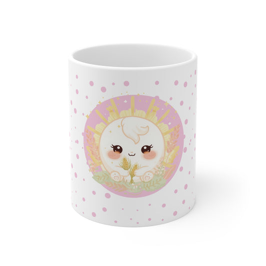 Virgo Zodiac Mug – Daily Horoscope QR Cup (Soft Pink)