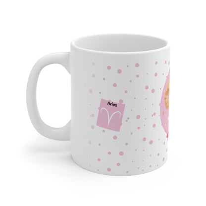 Aries Zodiac Mug – Daily Horoscope QR Cup (Soft Pink)