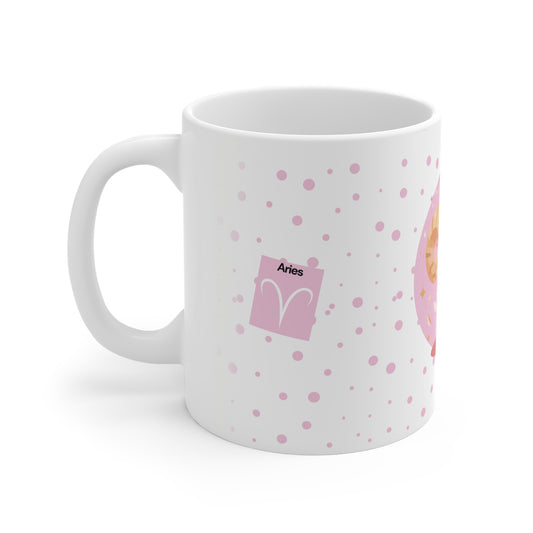 Aries Zodiac Mug – Daily Horoscope QR Cup (Soft Pink)