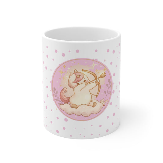 Sagittarius Zodiac Mug – Daily Horoscope QR Cup (Soft Pink)