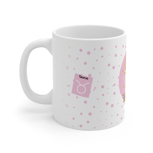 Taurus Zodiac Mug – Daily Horoscope QR Cup (Soft Pink)