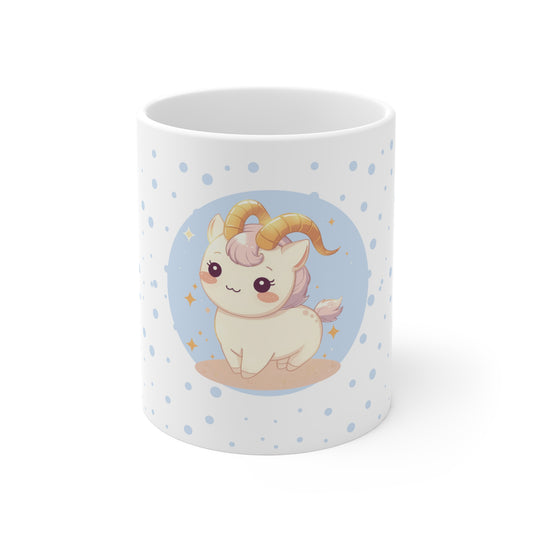 Capricorn Zodiac Mug – Daily Horoscope QR Cup (Soft Blue)
