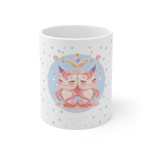 Gemini Zodiac Mug – Daily Horoscope QR Cup (Soft Blue)