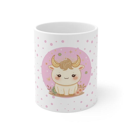 Taurus Zodiac Mug – Daily Horoscope QR Cup (Soft Pink)